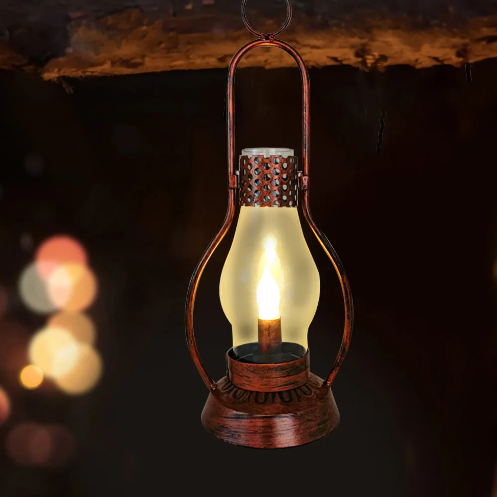 

Классическая керосиновая лампа в стиле ретро, портативная Светодиодная лампа на батарейках, освещение для праздника, светильник щение