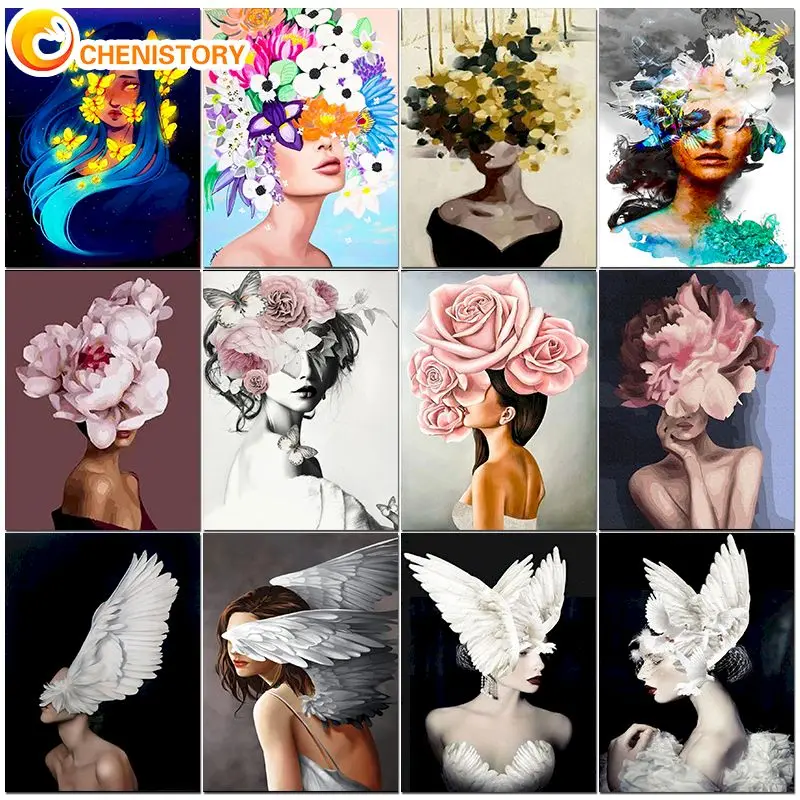 

CHENISTORY DIY 5D Diamond Painting Flower Girl Cross Stitch Kit Full Drill Embroidery Mosaic Art Picture of Rhinestones Decor