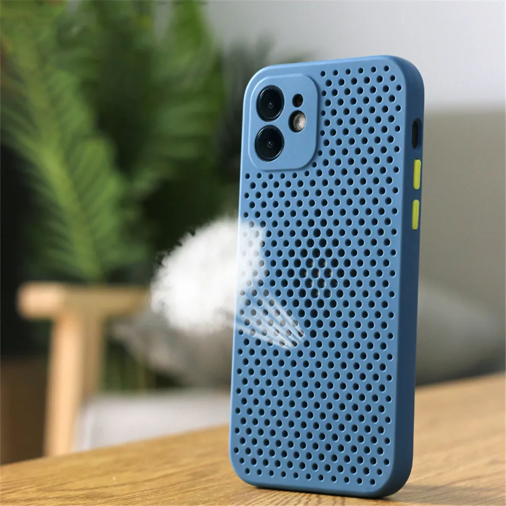 Теплоотводящий дышащий чехол для телефона iPhone 12 11 Pro Max XR X XS 6 7 8 Plus 12mini SE простой