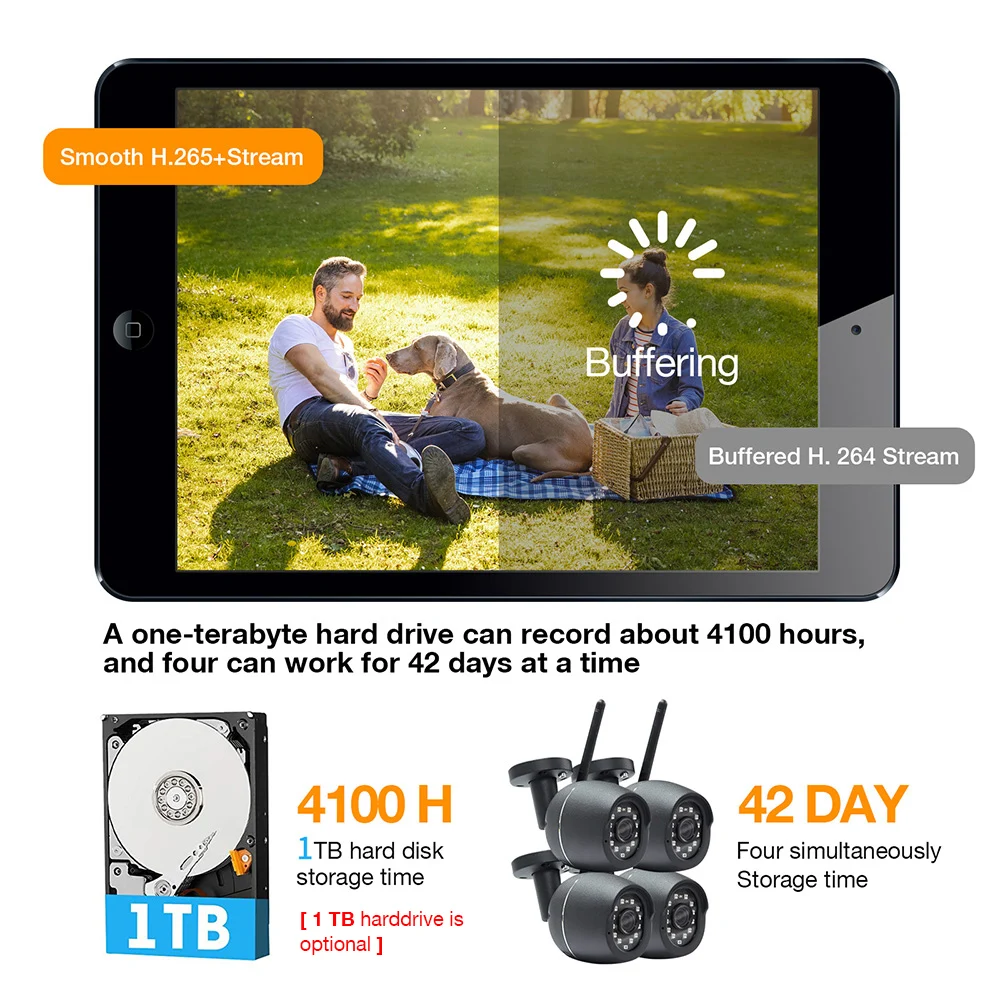 

SDETER 8CH WIFI Wireless NVR Security Camera Kit Outdoor Audio Recorder P2P Remote Access IP Camera CCTV Surveillance Set