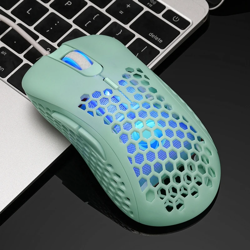 

Hollow Out Honeycomb Gaming Mouse Optical Sensor 6400 DPI Colorful RGB Backlit Light Wired Mice