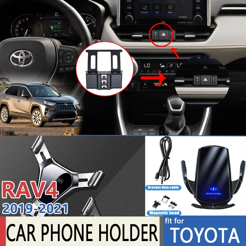 Soporte de teléfono móvil para coche, accesorios de soporte giratorio para IPhone y Samsung, Toyota RAV4 XA50 2019 2020 2021