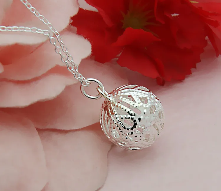 Новое украшение серебряное ожерелье полые шарики Подвески процесс девушка