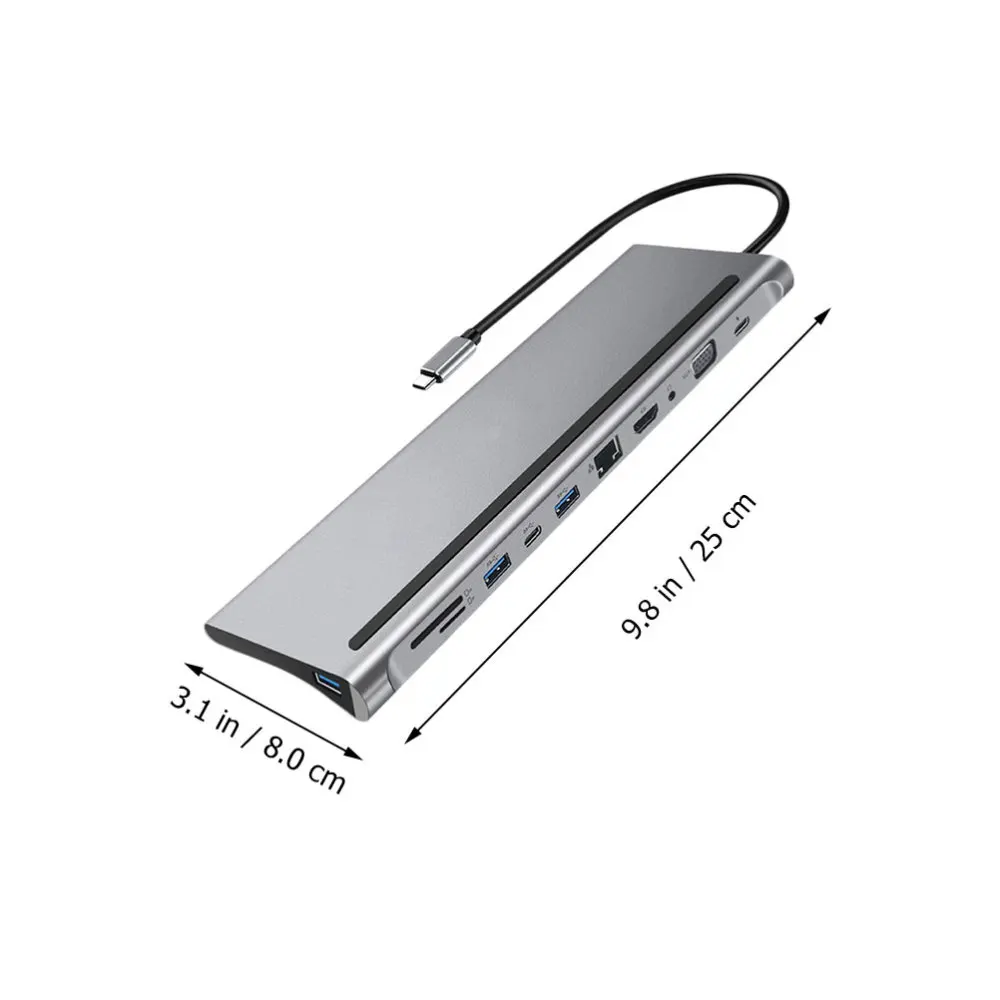 

1pc 11-in-1 Docking Station Type to 4K High Definition PD Charging HUB Dongle