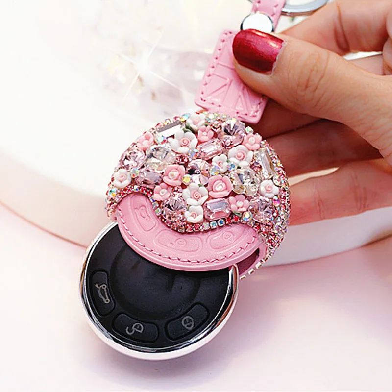 Роскошный Бриллиантовый цветок брелок для ключей автомобиля чехол защитный