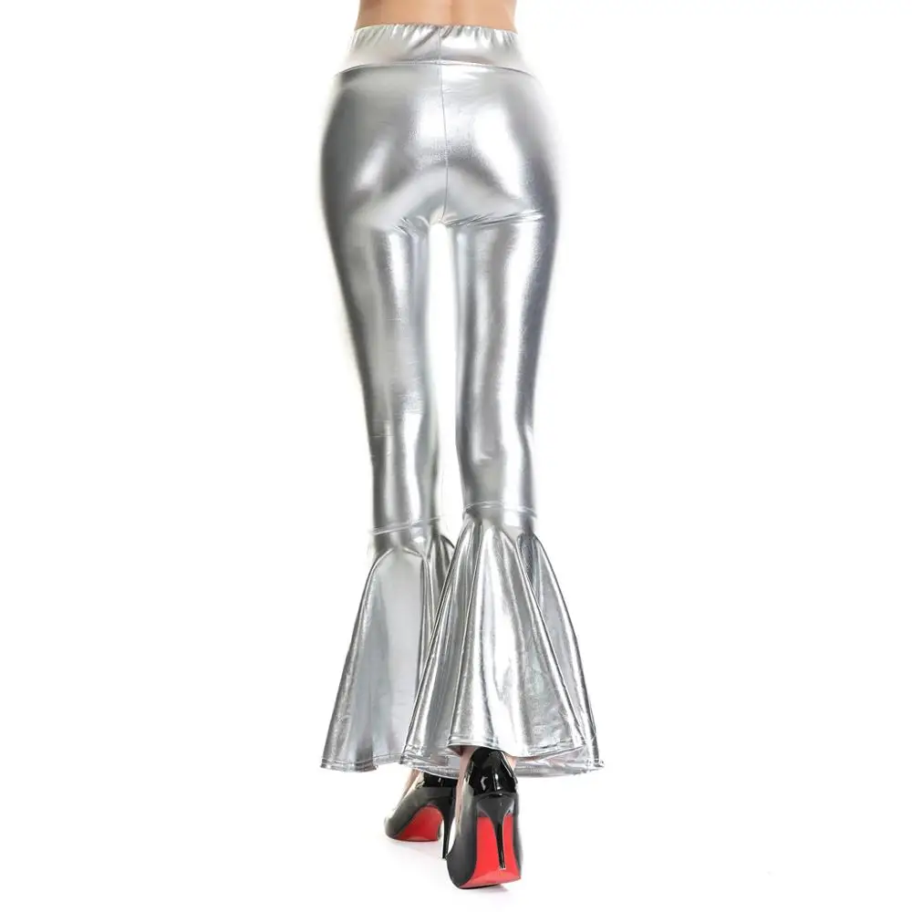 

Women Long Pants PU Leather Flare Pants High Waist Autumn Women Fashion Retro Leggings Sexy Bodycon Trousers Women Clothing