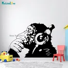 Banksy Thinking Gorilla With наклейка с изображением наушников Home Living Room Decor водостойкий Съемный Винил Wall Sticker BD216
