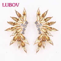 lubov 2 styles colorful wings stud earrings acrylic crystal stone women piercing earrings trendy wedding jewelry christmas gift