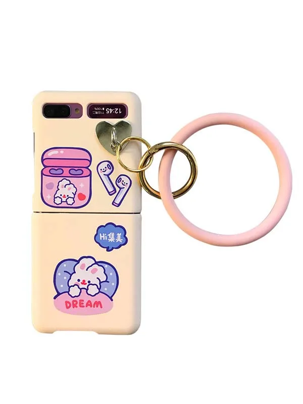 

Cute Bracelet Cases for Z Flip 5G Samsung Galaxy Trendy Items Bunny Case for F7070 F7000 ZFlip Samsung Galaxy Cover