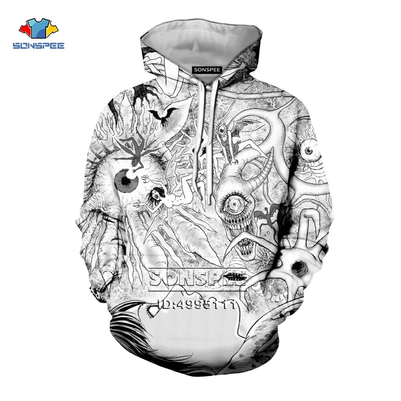 4 SONSPEE Japan Junji Ito Horror Manga 3D Print Men Women Hooded Hoodies Sweatshirts Pullover Casual Hip Hop Autumn Tops - Цвет: 4