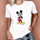 Забавные женские футболки Микки Маус Kawaii футболка для девочек топы Модные женские футболки Disney одежда Прямая поставка