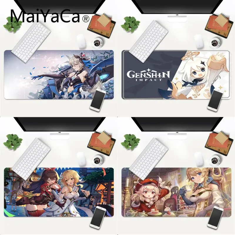

Genshin impact cute girl mouse pad gamer play mats Gaming Mouse Mat xl xxl 700x300mm Decorate Your Desk Non-Skid Rubber Pad