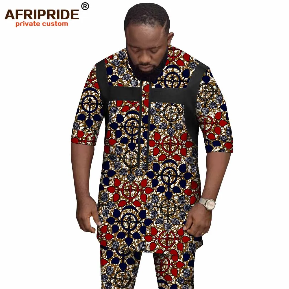 Африканская Мужская одежда этнические наряды короткий топ с коротким рукавом