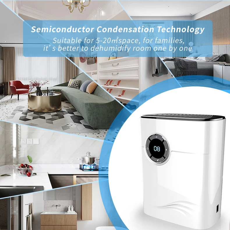 

Home Dehumidifier Negative Ion Air Cleaner Energy Saving Air Dryer Low Noise 1200ml Water Tank Auto-off Moisture Absorbing