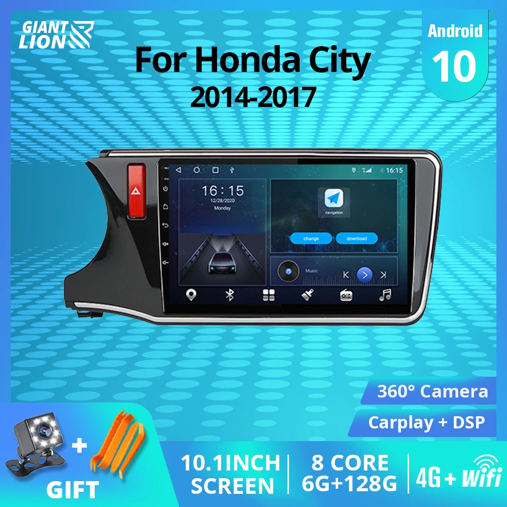 

Автомагнитола Tiebro 2DIN Android 2014 для Honda City Grace LHD 2017-128 GPS навигация Авторадио 8 ядер 6G + G Bluetooth плеер IGO