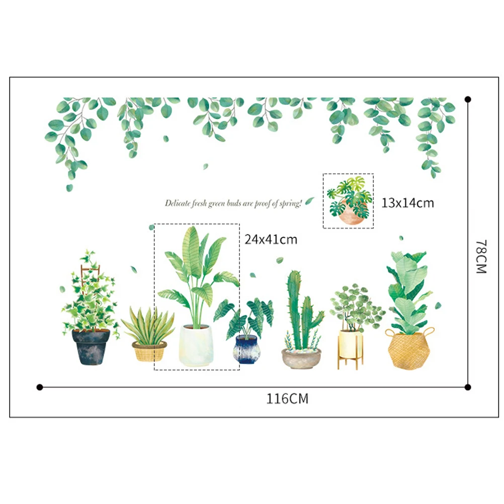 1 шт. Наклейка на стену Кактус в горшке настенные наклейки для дома гостиной