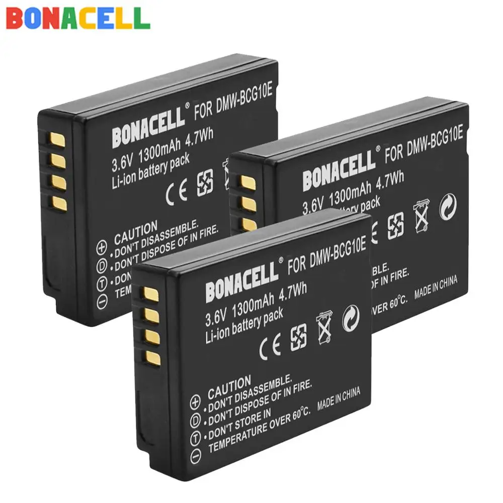 Bonacell 1.3Ah BCG10E Перезаряжаемые Батарея для DMW-BCG10 ДМВ BCG10 для цифрового фотоаппарата Panasonic DMC-3D1DMC-TZ7 DMC-TZ8 DMC-TZ10 DMC-TZ18