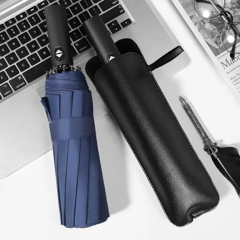 Забавный черный простой и стильный полностью автоматический зонт от дождя