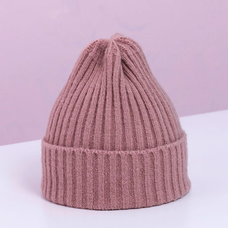 pink Мягкий, для новорожденного ребенка шапка вязаная милые детские Кепки для мальчиков и девочек зимняя теплая куртка для детей однотонная шляпа детская шапочка Подставки для фотографий - Цвет: pink