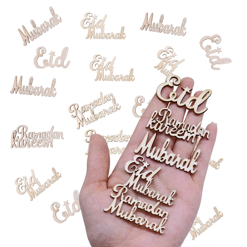 Деревянные украшения Eid Mubarak 15/30/60 шт. на Рамадан самодельные настольные конфетти