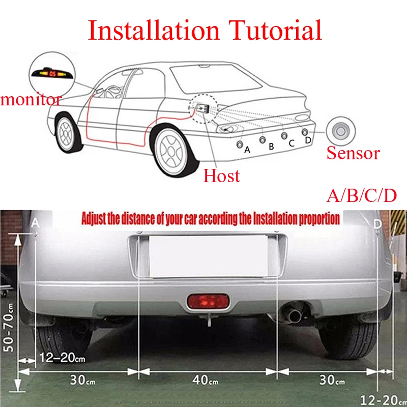 car universal reversing radar with 4 sensors automatic parking supports warning buzzer | Автомобили и мотоциклы