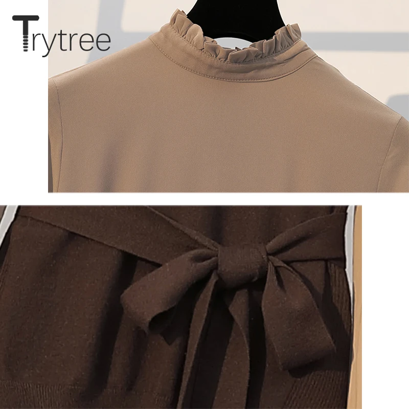 Trytree 2020 осенне-зимний комплект из двух предметов повседневный вязаный пояс с