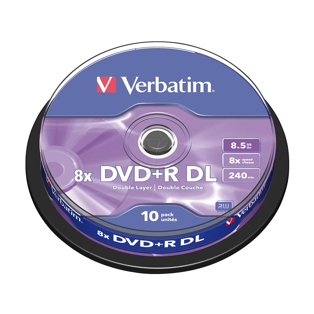 Verbatim DVD + R DL 8 5 ГБ 10Pk шпиндель 8x двухслойный записываемый мультимедийный диск