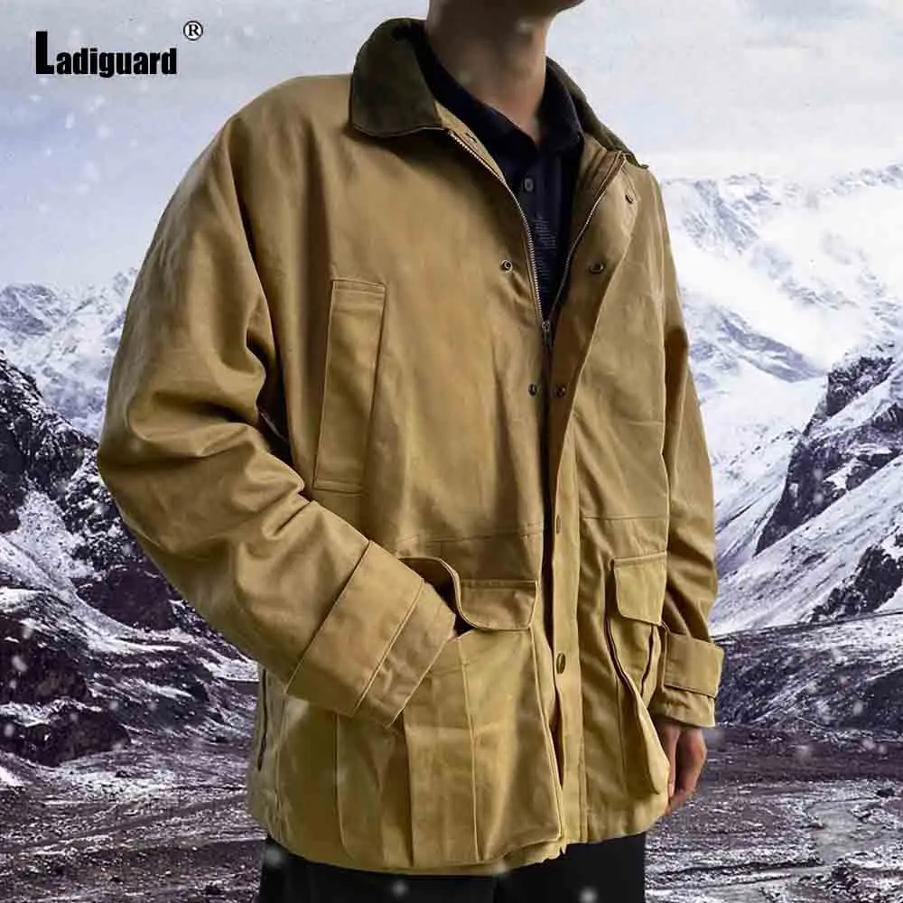 

Ladiguard 2021 England Style Outdoor Fashion Top Outerwear Plus Size 3xl Mens Stand Pocket Jackets Lepal Collar Retro Overcoats