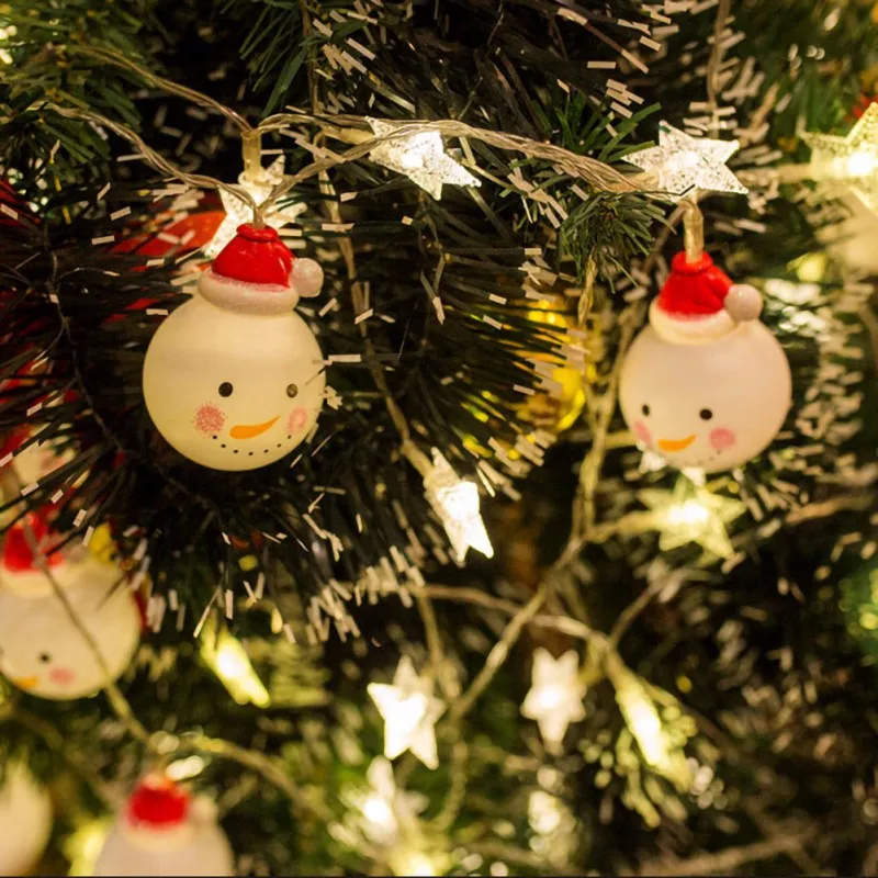 Светодиодные Красочные Фонари мигает строки Новогоднее украшение Санта Клаус