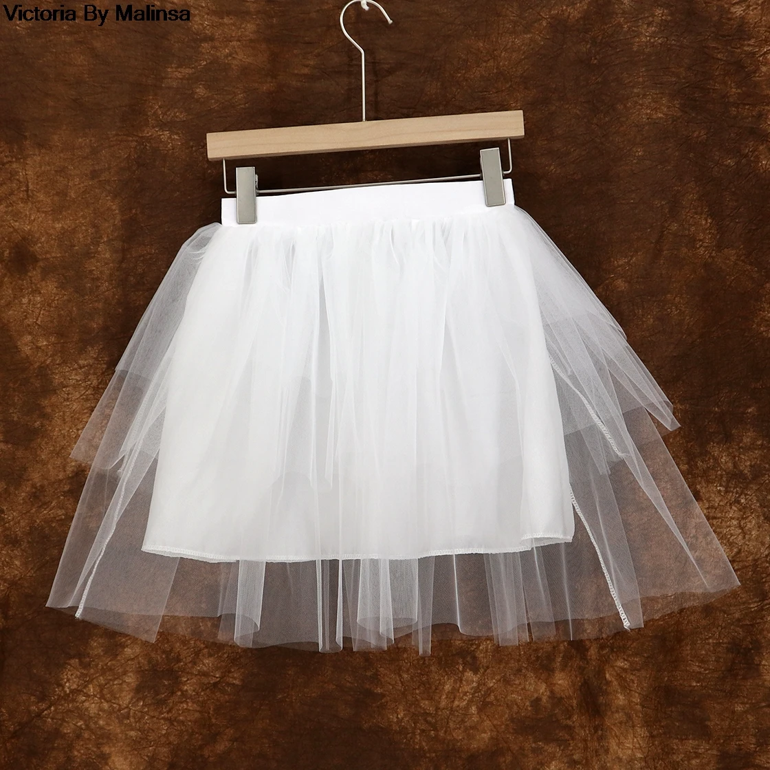 Модная женская белая мини Тюлевая юбка фея черная секретная Сая вуаль Пышная