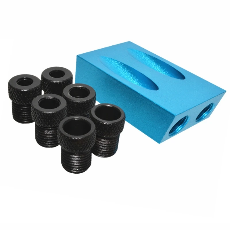 

Woodworking Oblique Hole Locator Drill Bits Pocket Hole Jig Kit 15 PC Degree Angle Drill Guide Set 6 8 10mm Hole Drill