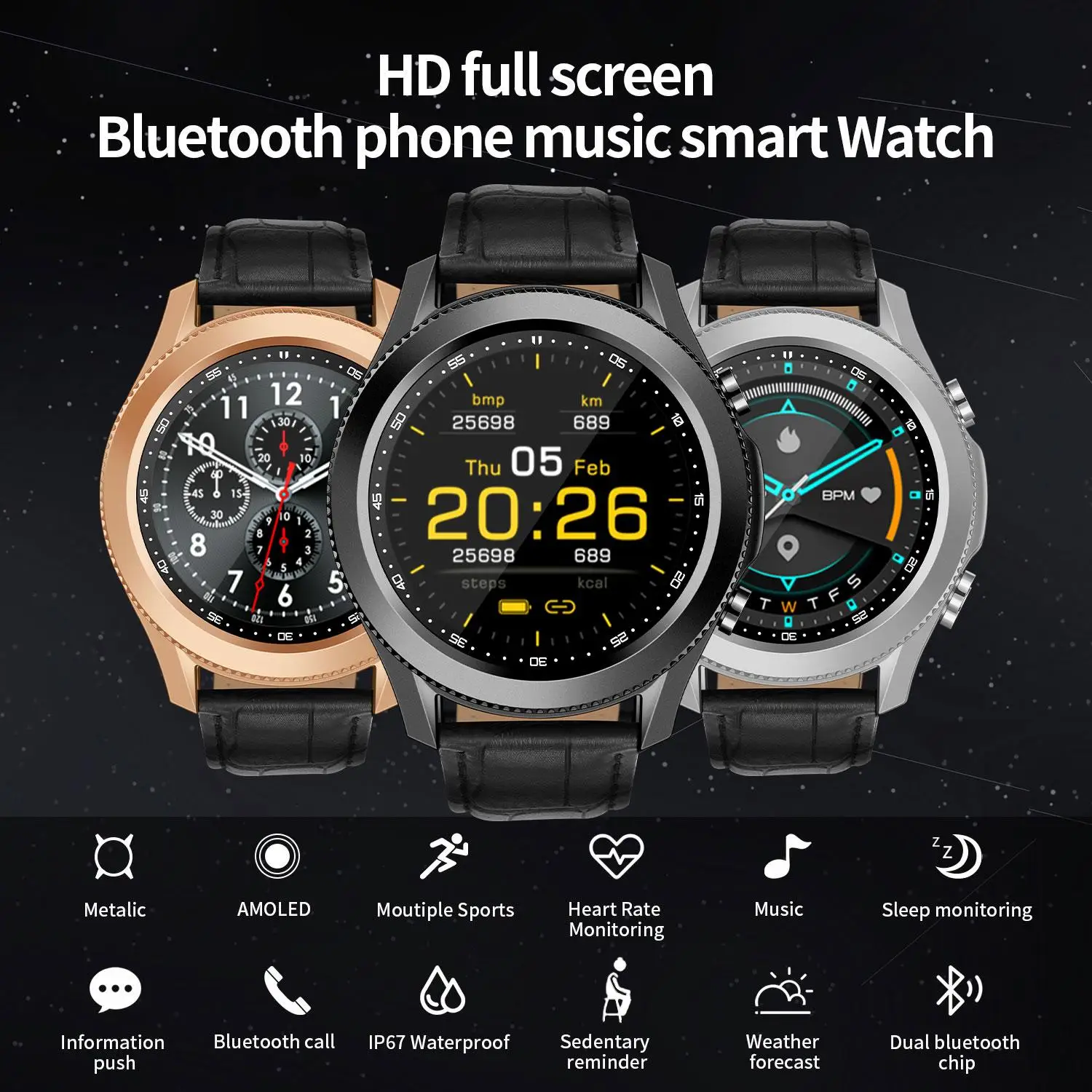 

New Luck Angel W3 Android For Samsung Galaxy Watch3 Smartwatch HD Full Screen Blood Pressure ECG Heart Rate Sports Fitness