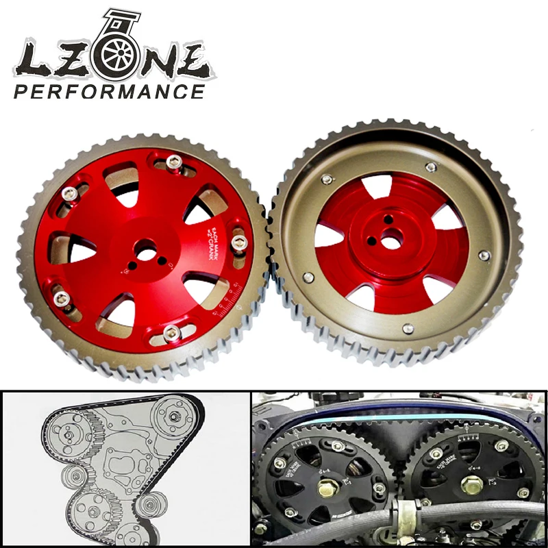 Lzone-температура 2 шт. Cam шкив для MITSUBISHI EVO 1 2 3 4 5 6 7 8 9 ECLIPSE 4G63 красный JR6538R