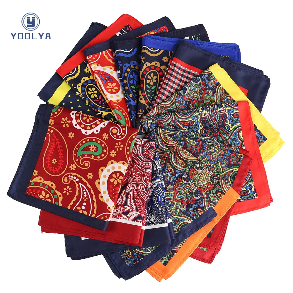 Роскошные 32x32 см мужские Пейсли Цветочные горошек карманные квадратные носовые