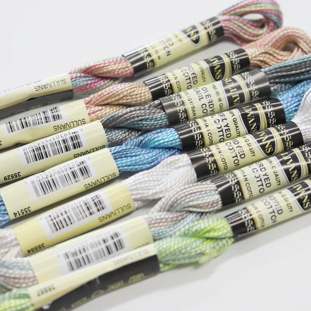 7 ярких разных цветов размер 5 хлопковая вышивка с жемчугом нить 15 ярдов 100%