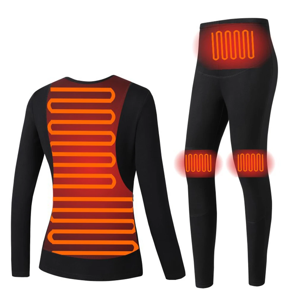 

women Heating wear Clothing USB Heat Clothes Black Thermal Underwear Intelligent Constant Temperature Suit Winter Hot Underwear