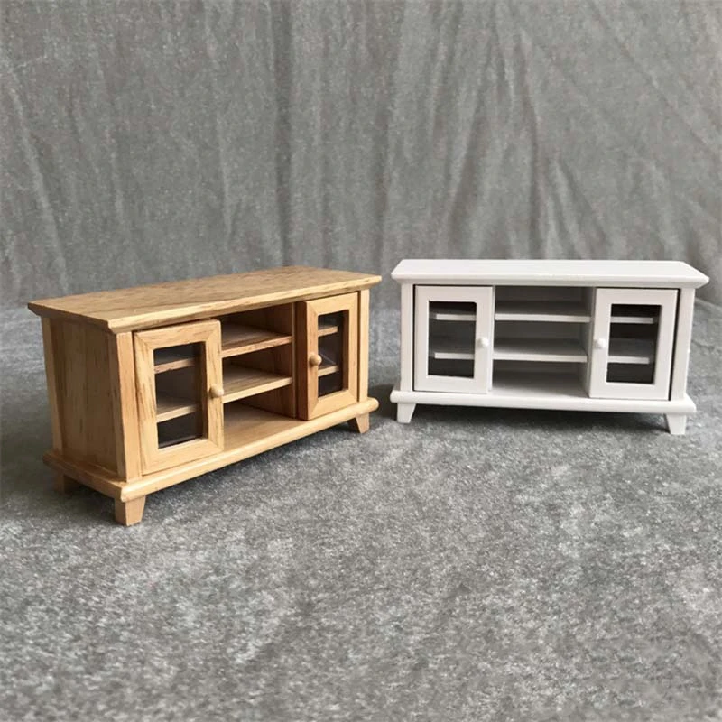 

1:12 Dollhouse Miniature Furniture TV Cabinet Wooden Multi-Drawer Table Model Dollhouse Accessories