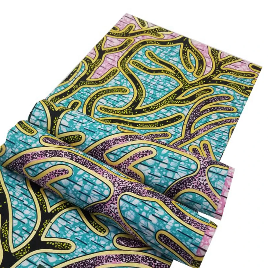 

Wax Fabric African Stretch Ankara Batik Nigerian Golden Silver Cotton Wrap Dress High Quality Material Patchwork For Wedding