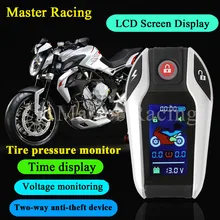 LCD Screen Motorcycle Scooter 2 Two Way Anti-Theft Alarm Auto Lock/Unlock Tire Pressure Monitor Keyless Engine Start