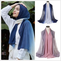 ombre chiffon maxi hijabs for women summber long beach shawls and wraps gradient polyester islamic fashion headwrap 180x70cm
