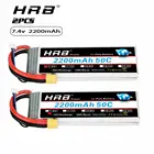 Аккумулятор HRB 2s lipo, 2 шт., 2200 мАч 7,4 В 50C 100C xt60, разъем для TraxxasS 1:16 Slash 116 E-Revo 116