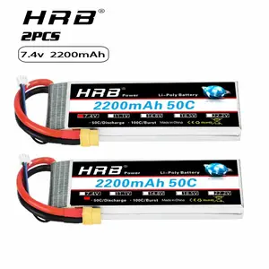 Аккумулятор HRB 2s lipo, 2 шт., 2200 мАч 7,4 В 50C 100C xt60, разъем для TraxxasS 1:16 Slash 116 E-Revo 116