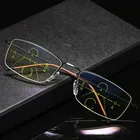 Ультралегкие квадратные прогрессивные Мультифокальные очки для чтения, пресбиопические очки с защитой от синего излучения, увеличивающие расстояние + 1,0 + 1,5 + 2,0 + 3,5