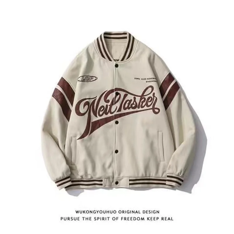 

Женская куртка бейсбольная Красивая Ретро уличная спортивная Свободная куртка в стиле хип-хоп с вышивкой хлопковая куртка плотная куртка ...