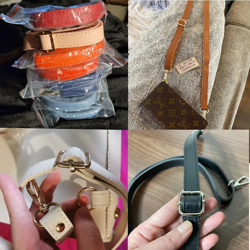 Fashion Double Layer PU Leather Adjustable Bag Belts Handbag DIY Handle Strap Buckle Shoulder Bag Accessories 138cm Long Belts