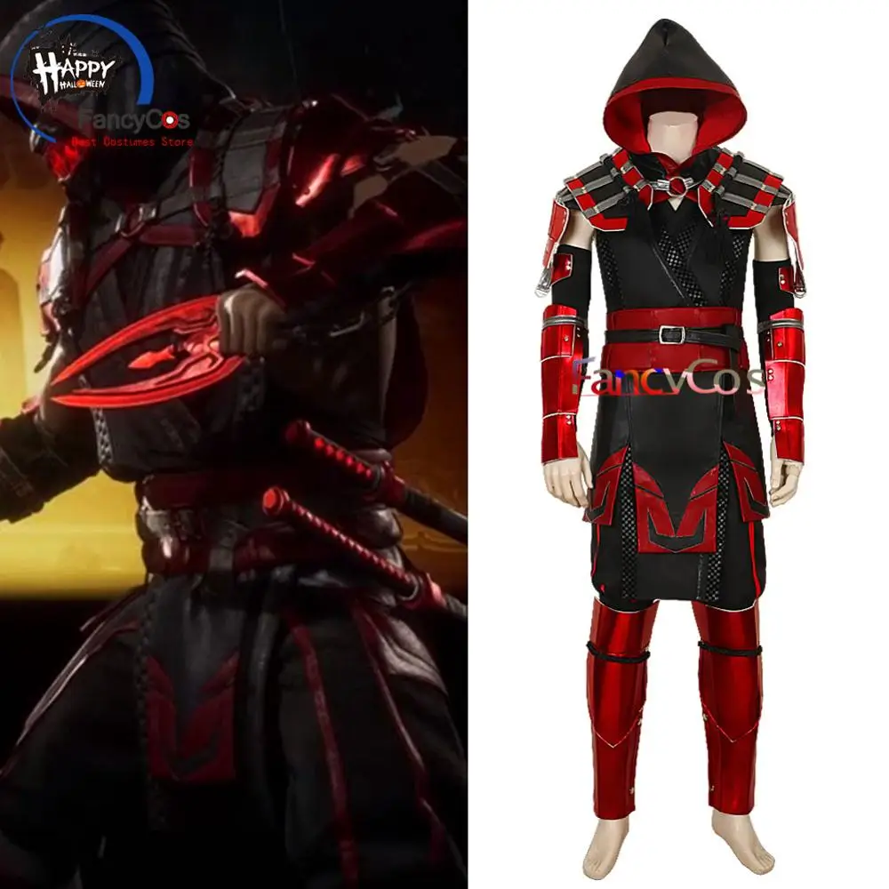2019 игровой костюм Mortal Kombat 11 Full Scorpion Man Hanzo Hasashi MK из красной кожи косплей на