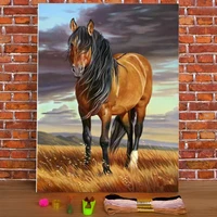 snow two horse animal printed canvas 11ct cross stitch diy embroidery complete kit dmc threads hobby handicraft mulina