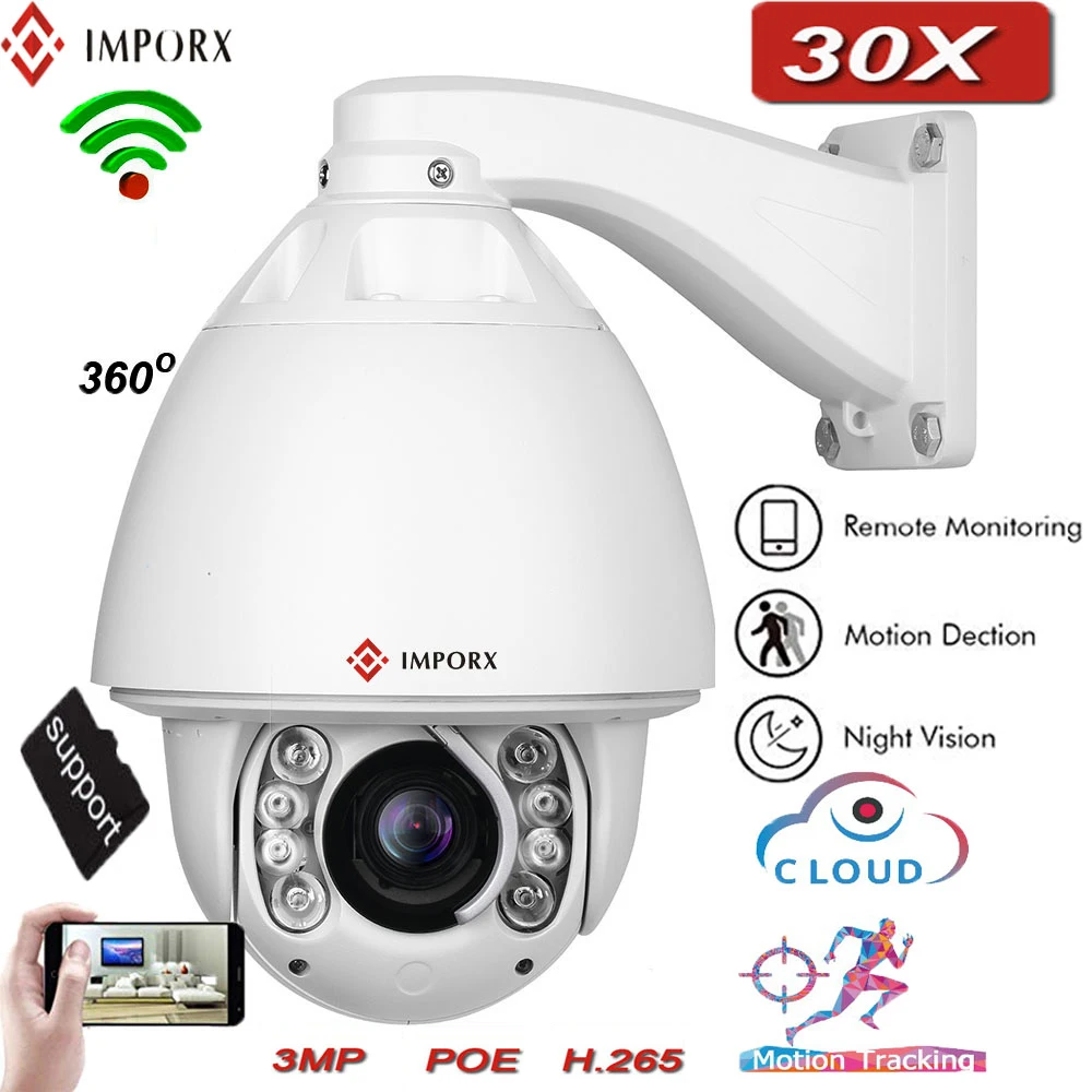 IMPORX PTZ IP камера 30X оптический зум 3MP CCTV камера HD домашняя камера безопасности Поддержка автоматического отслеживания и Открытый Встроенный стеклоочиститель