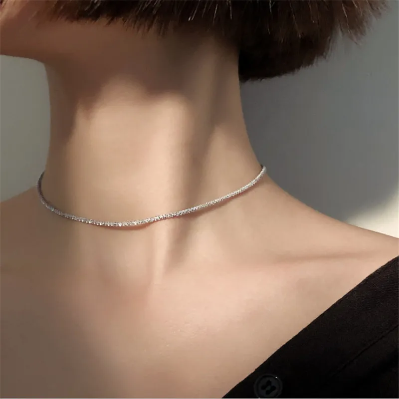 

Luokey Silver Color Fashion Crystal Choker Collar Necklaces For Women Wedding Party Chain Chocker Jewelry For Monthers Day Gifts