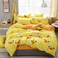 2021 kids white yellow duck bear girl comforter bedding set cartoon kawaii cute king queen twin size bed linen duvet cover sets
